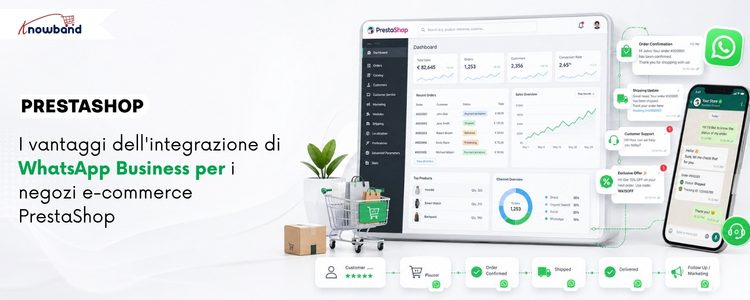 Modulo CRM WhatsApp per PrestaShop: notifiche automatiche degli ordini, assistenza clienti, live chat e campagne di marketing per i negozi PrestaShop.