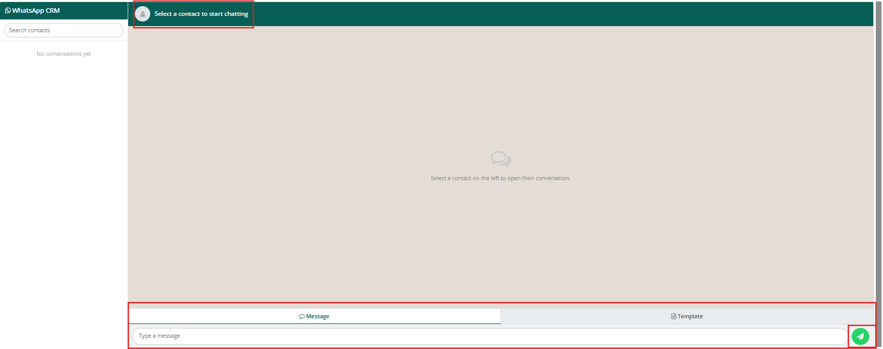 WhatsApp CRM backend interface settings