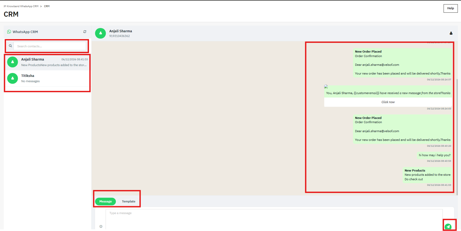 Whatsapp CRM settings of the Prestashop Whatsapp CRM Module.