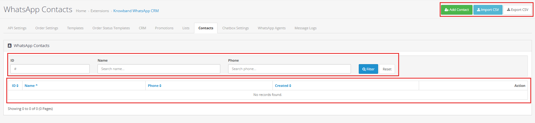 Whatsapp contect settings
