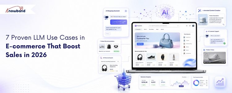 AI-powered eCommerce illustrating seven practical LLM use cases for online stores