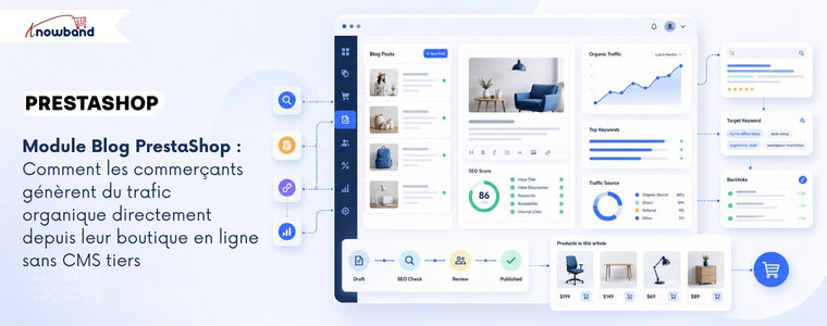Le module de blog PrestaShop permet aux boutiques en ligne de publier du contenu et de générer du trafic organique sans recourir à un CMS tiers.