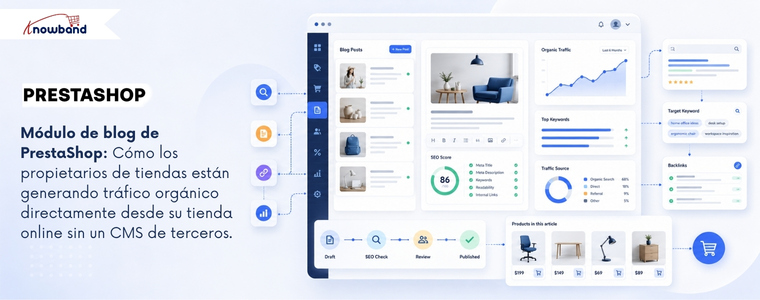 Módulo de blog de PrestaShop: Cómo los propietarios de tiendas están generando tráfico orgánico directamente desde su tienda online sin un CMS de terceros.
