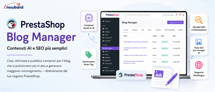 PrestaShop Blog Manager con strumenti di IA per contenuti e SEO