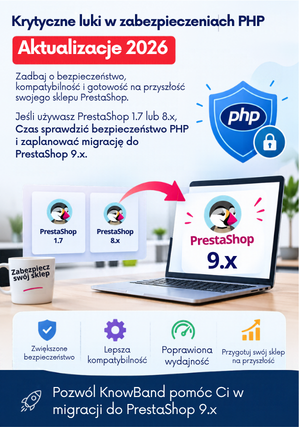 Baner informujący o podatności PHP